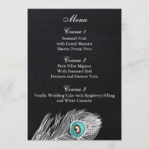 Vintage Chalkboard peacock wedding menu cards