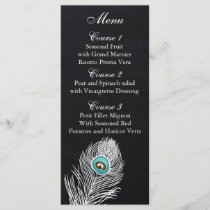 Vintage Chalkboard peacock wedding menu cards