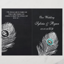 Vintage Chalkboard peacock wedding programs folded