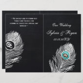 Vintage Chalkboard peacock wedding programs folded (Front/Back)