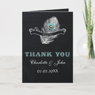 Vintage Chalkboard peacock wedding Thank You