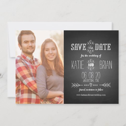 Vintage Chalkboard  Photo Save the Date Card