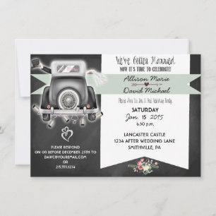 Vintage Chalkboard Post Wedding Party Invitation