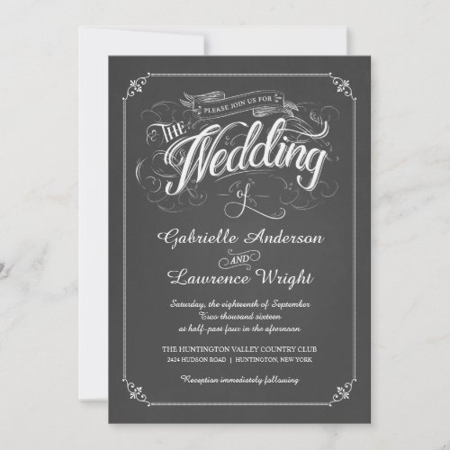 Vintage Chalkboard Poster Art Wedding Invitation