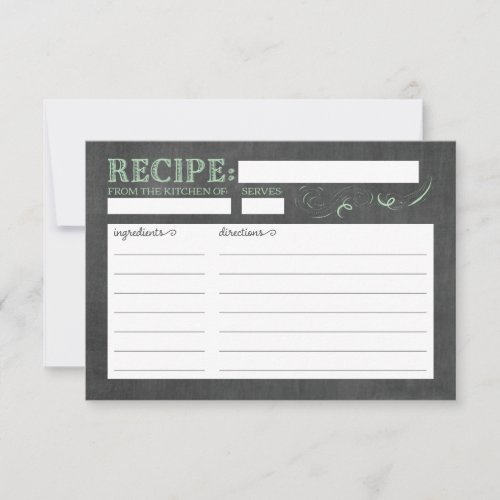 Vintage Chalkboard Recipe Card in Mint