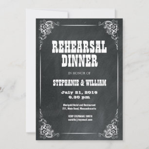 Vintage Chalkboard Rehearsal Dinner Card