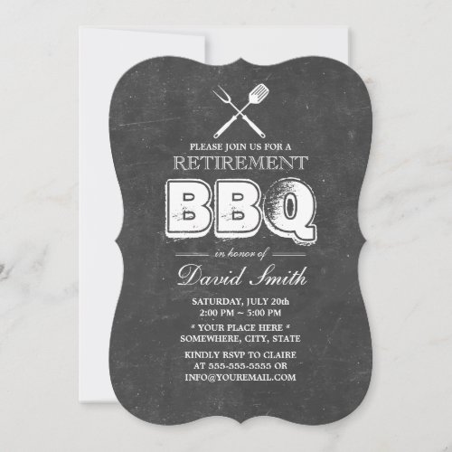Vintage Chalkboard Retirement BBQ Party 5x7 Paper Invitation Card