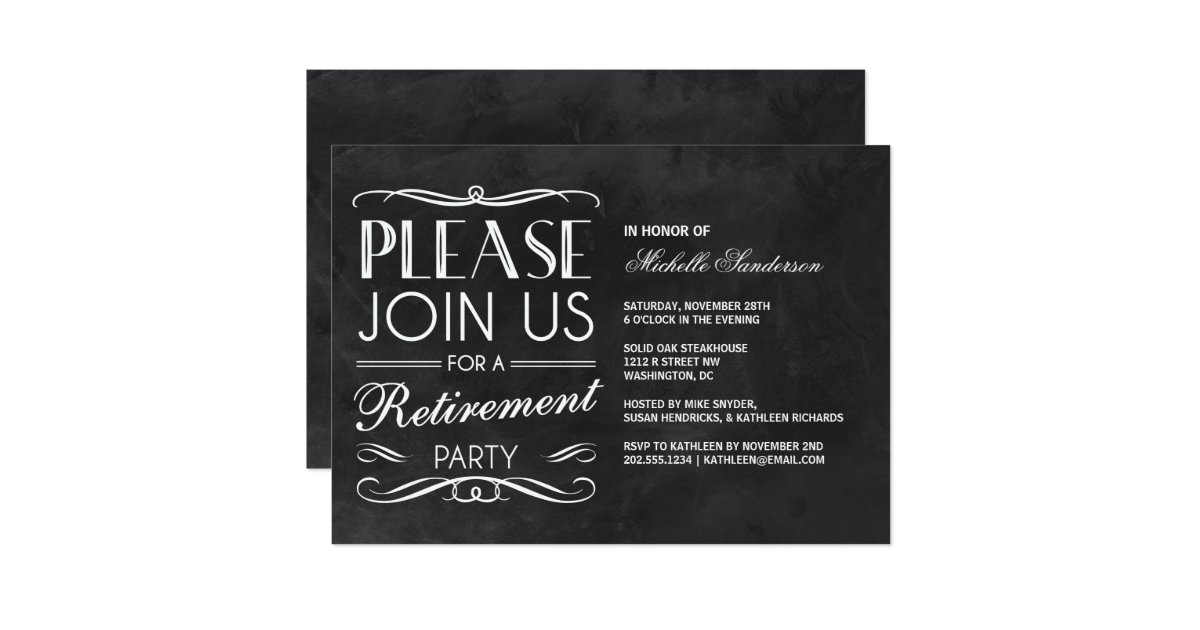 baby shower games z Party Zazzle Chalkboard Vintage Retirement Card baby shower games z Party Zazzle Chalkboard Vintage Retirement Card