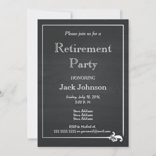 Vintage Chalkboard Retirement Party Invitation