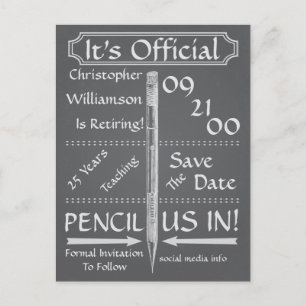 Vintage Chalkboard Retirement Save The Date Party Announcement Postcard