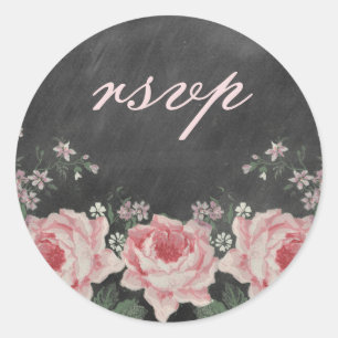 Vintage Chalkboard Rose RSVP Sticker