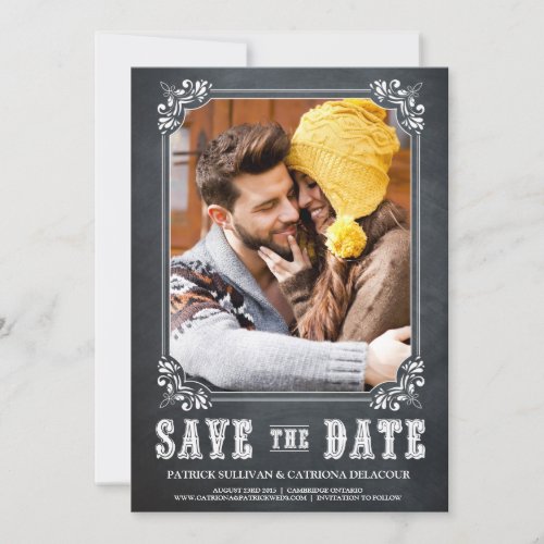 VINTAGE CHALKBOARD SAVE THE DATE ANNOUNCEMENT