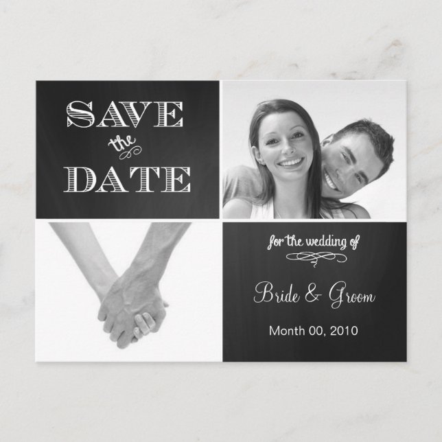 Vintage Chalkboard Save the Date Photo Postcards (Front)