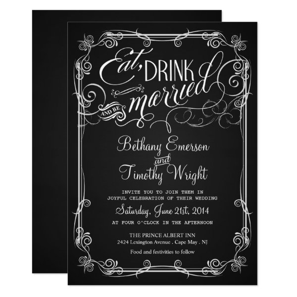 161548078990063440 Vintage Chalkboard Semi-Formal Wedding Invitations