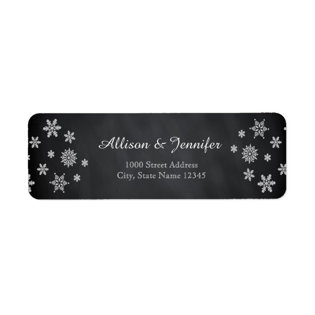 Vintage Chalkboard snowflake holiday Label Address (Front)