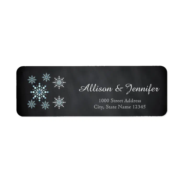 30 Custom Blue Victorian Snowflake Personalized Address Labels 