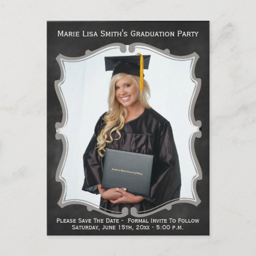 Vintage Chalkboard Style Graduation Photo Card