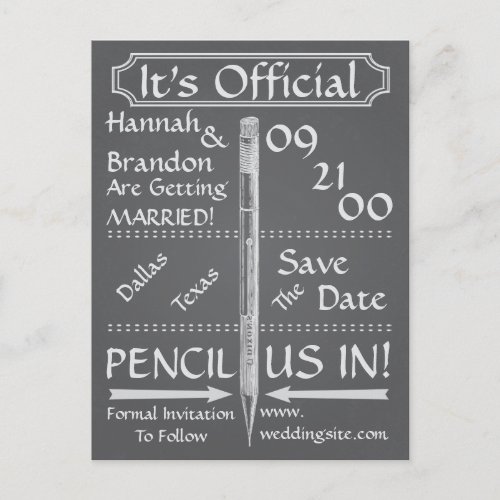 Vintage Chalkboard Style Save The Date  Invite