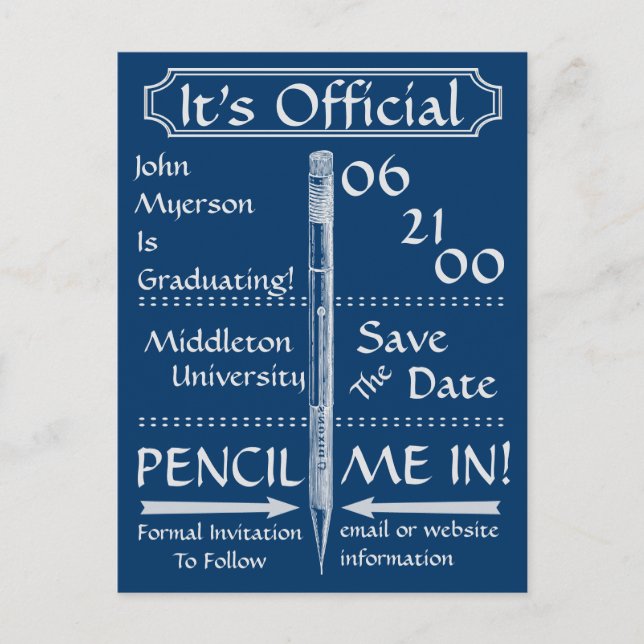 Vintage Chalkboard Style Save The Date / Invite (Front)