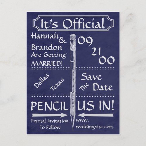 Vintage Chalkboard Style Save The Date  Invite
