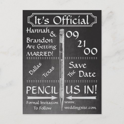 Vintage Chalkboard Style Save The Date  Invite