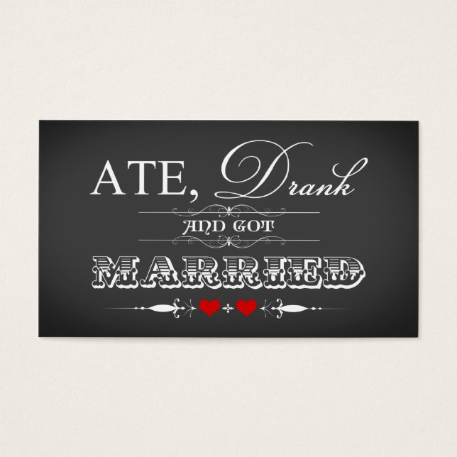 Vintage Chalkboard Style Wedding Favor Tag - Red (Front)