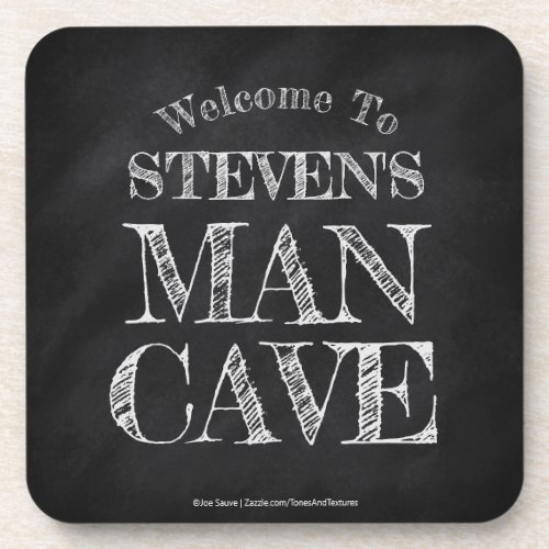 Vintage Chalkboard Texture Custom Man Cave Beverage Coaster