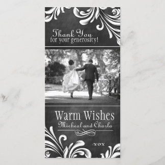 Vintage Chalkboard Thank You Photo Card (4x8)
