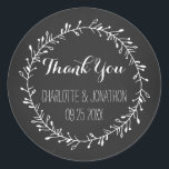 Vintage Chalkboard Thank You Wedding Favor Tags<br><div class="desc">Wedding Thank You favor tag stickers in rustic blackboard and chalk pattern with vintage floral design. A great way to decorate wedding favors or to label wedding wine.</div>