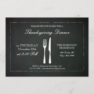 Vintage Chalkboard Thanksgiving Invitation