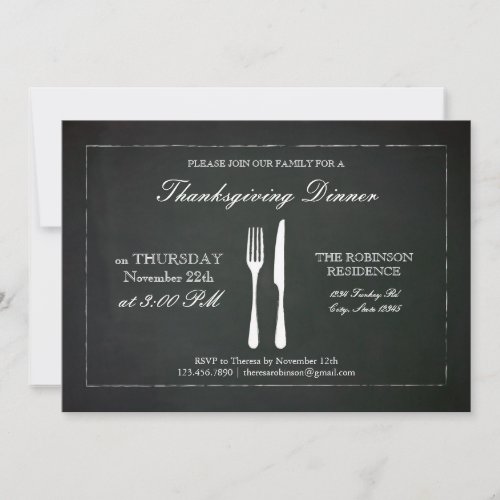 Vintage Chalkboard Thanksgiving Invitation