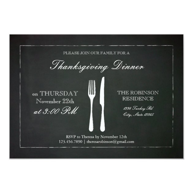 Vintage Chalkboard Thanksgiving Invitation