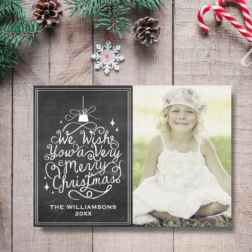 Vintage Chalkboard Typography Christmas Photo Holiday Card