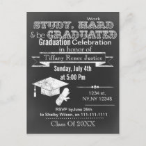 Vintage Chalkboard Typography Graduation party Invitation Postcard