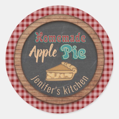 Vintage chalkboard typography homemade apple pie classic round sticker