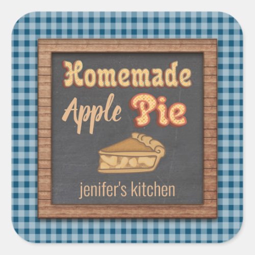 Vintage chalkboard typography homemade apple pie square sticker