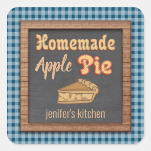 Vintage chalkboard typography homemade apple pie square sticker