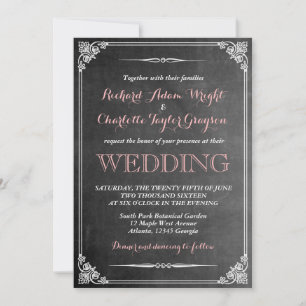 Vintage Chalkboard Victorian Wedding Invitation