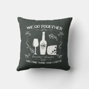 Vintage Chalkboard We Go Together Typography Throw Pillow