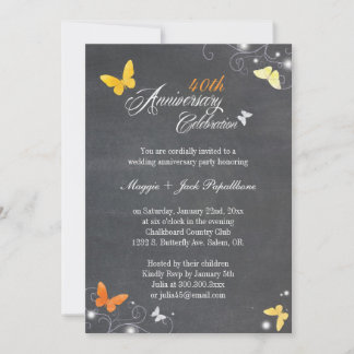 Vintage Chalkboard Wedding Anniversary Invitation