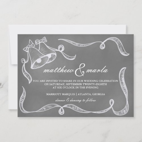 Vintage Chalkboard Wedding Bells Invitation