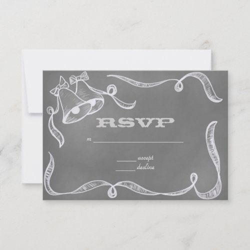 Vintage Chalkboard Wedding Bells RSVP