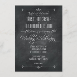 Vintage Chalkboard Wedding Celebration Invitations