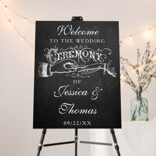 Vintage Chalkboard Wedding Ceremony Welcome Sign