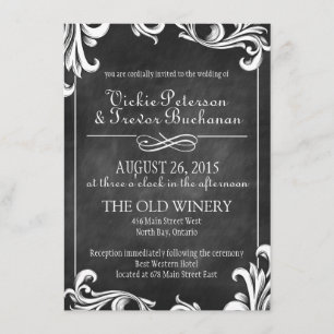 Vintage Chalkboard Wedding Invitation Set