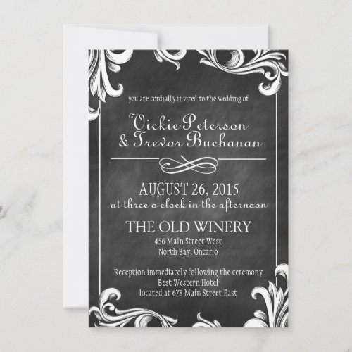 Vintage Chalkboard Wedding Invitation Set