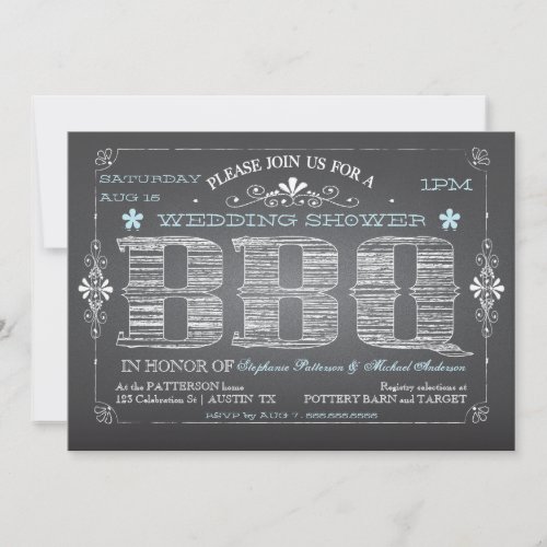 Vintage Chalkboard Wedding Shower BBQ Invitation