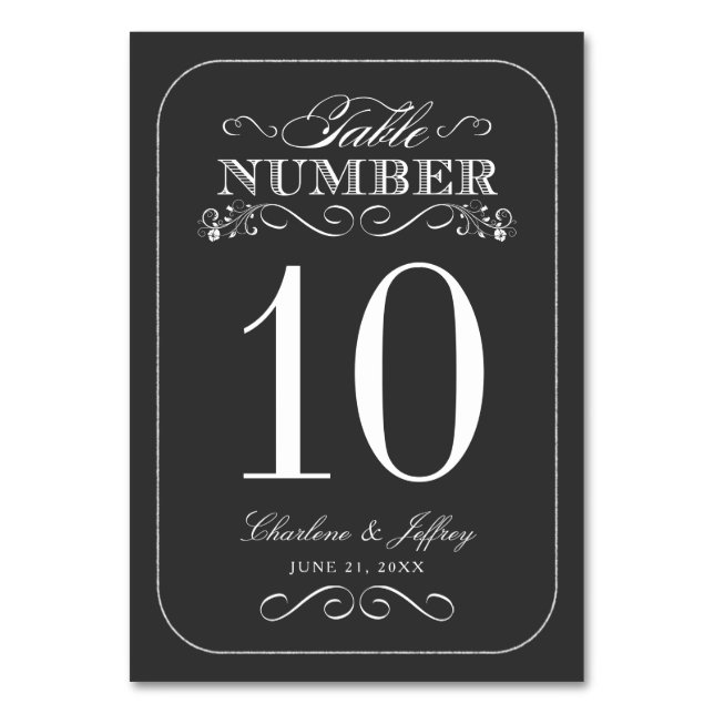 Vintage Chalkboard Wedding Table Number (Front)