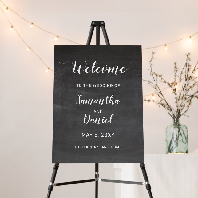 Vintage Chalkboard Wedding Welcome Sign (In Situ (Stand))