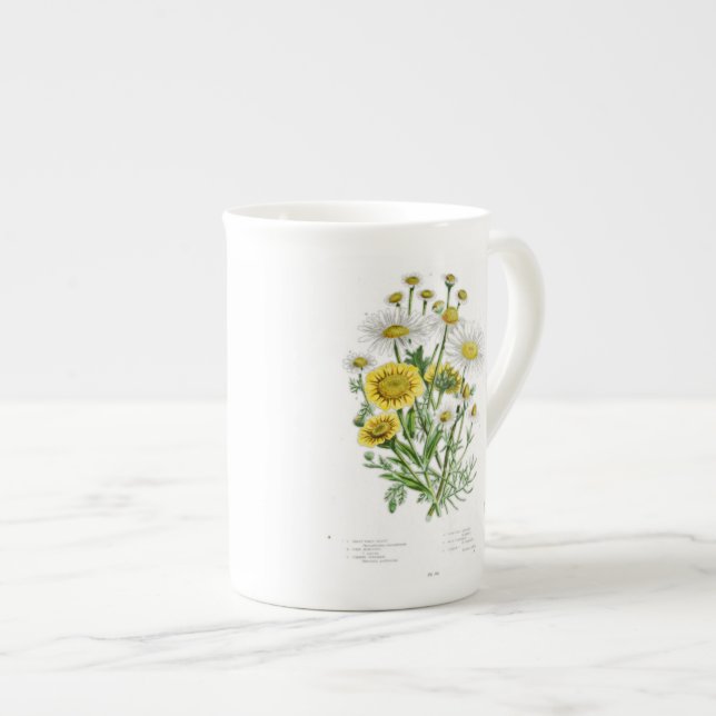 Vintage Chamomile Bone China Mug (Front Right)